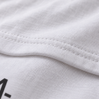 4-Way white unisex graphic T-shirt — fabric and print close-up