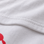 69 Interrupted white unisex graphic T-shirt — fabric and print close-up