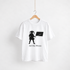 All She Wrote white unisex graphic T-shirt — front view on a hanger