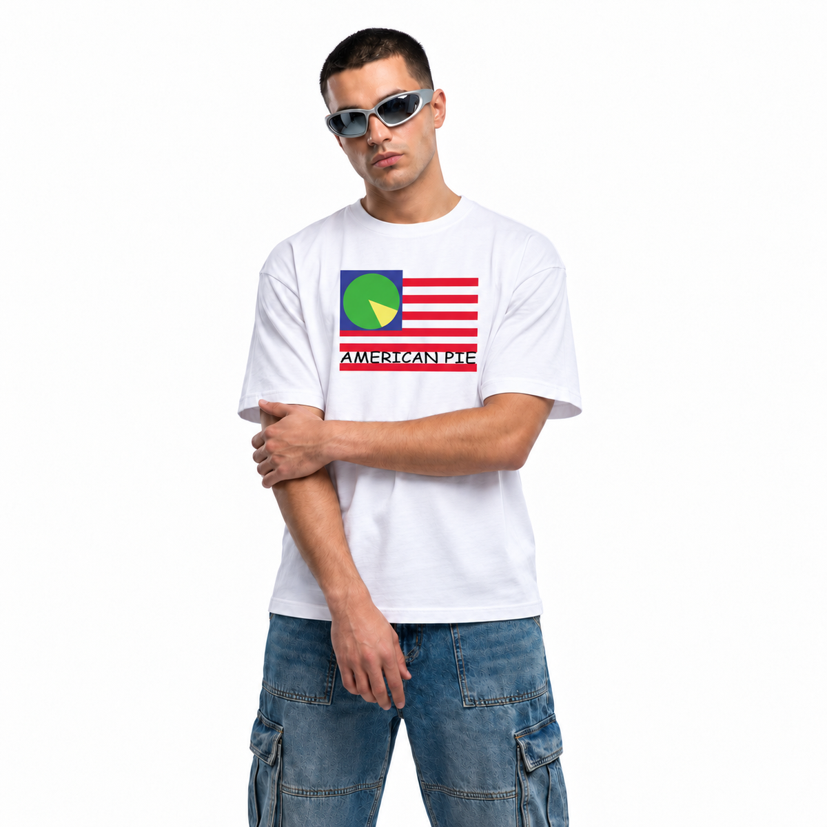 American Pie white unisex graphic T-shirt — model view