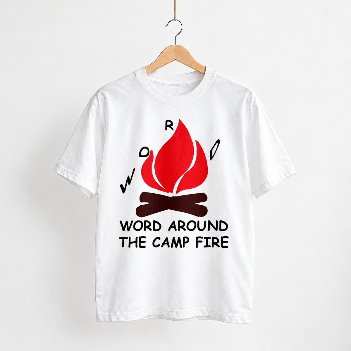 Camp Fire unisex graphic T-shirt — hanger