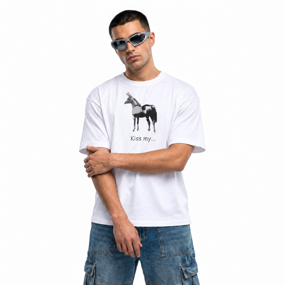 Donkey Kiss my Ass unisex graphic T-shirt — model