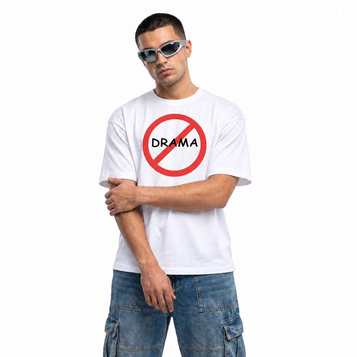 No Drama unisex graphic T-shirt — model