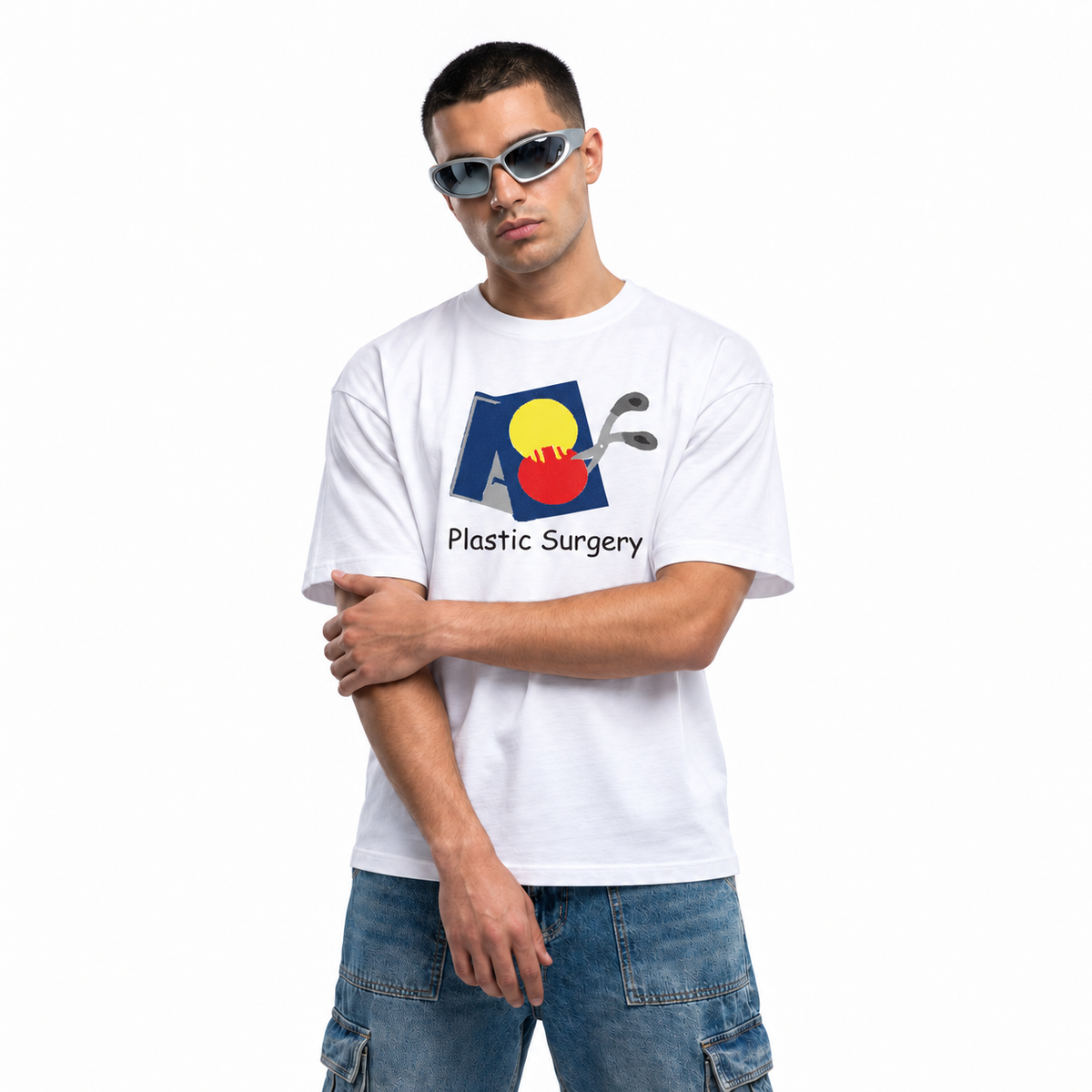 Plastic Surgery unisex graphic T-shirt — model