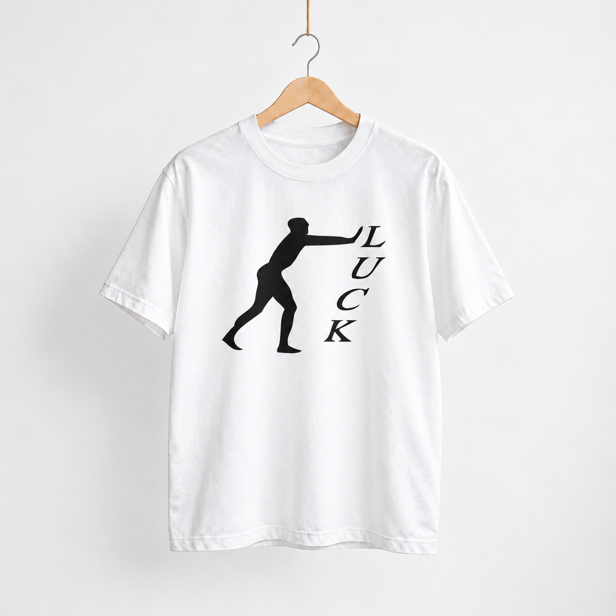 Pushing Luck unisex graphic T-shirt — hanger