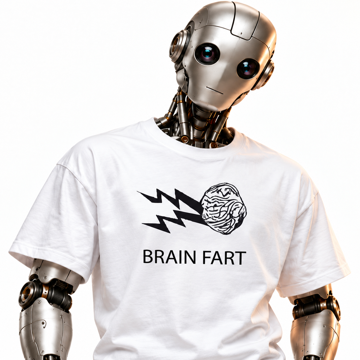 Brain Fart unisex graphic T-shirt — robot model