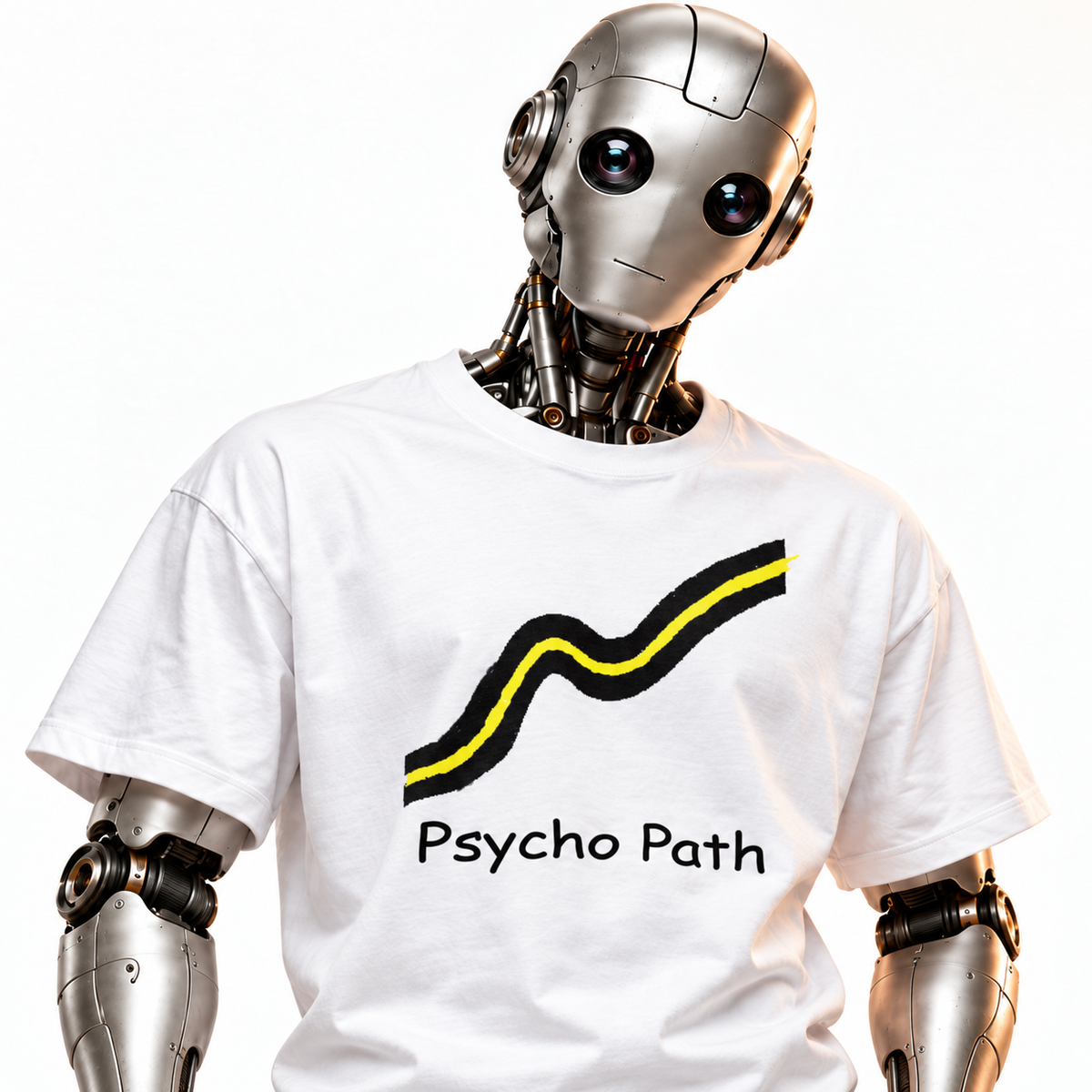 Psycho Path unisex graphic T-shirt — robot model