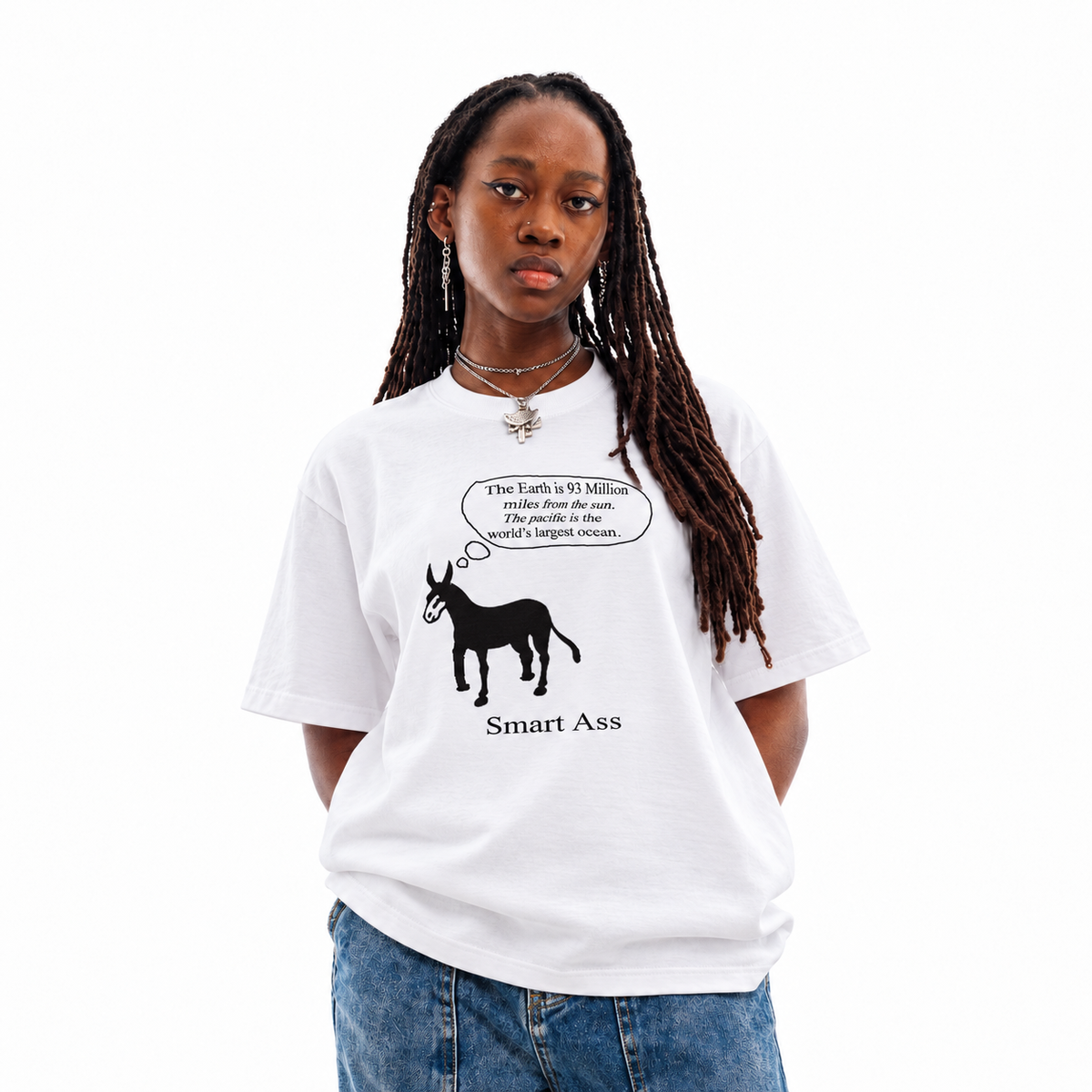 Smart Ass unisex graphic T-shirt — model