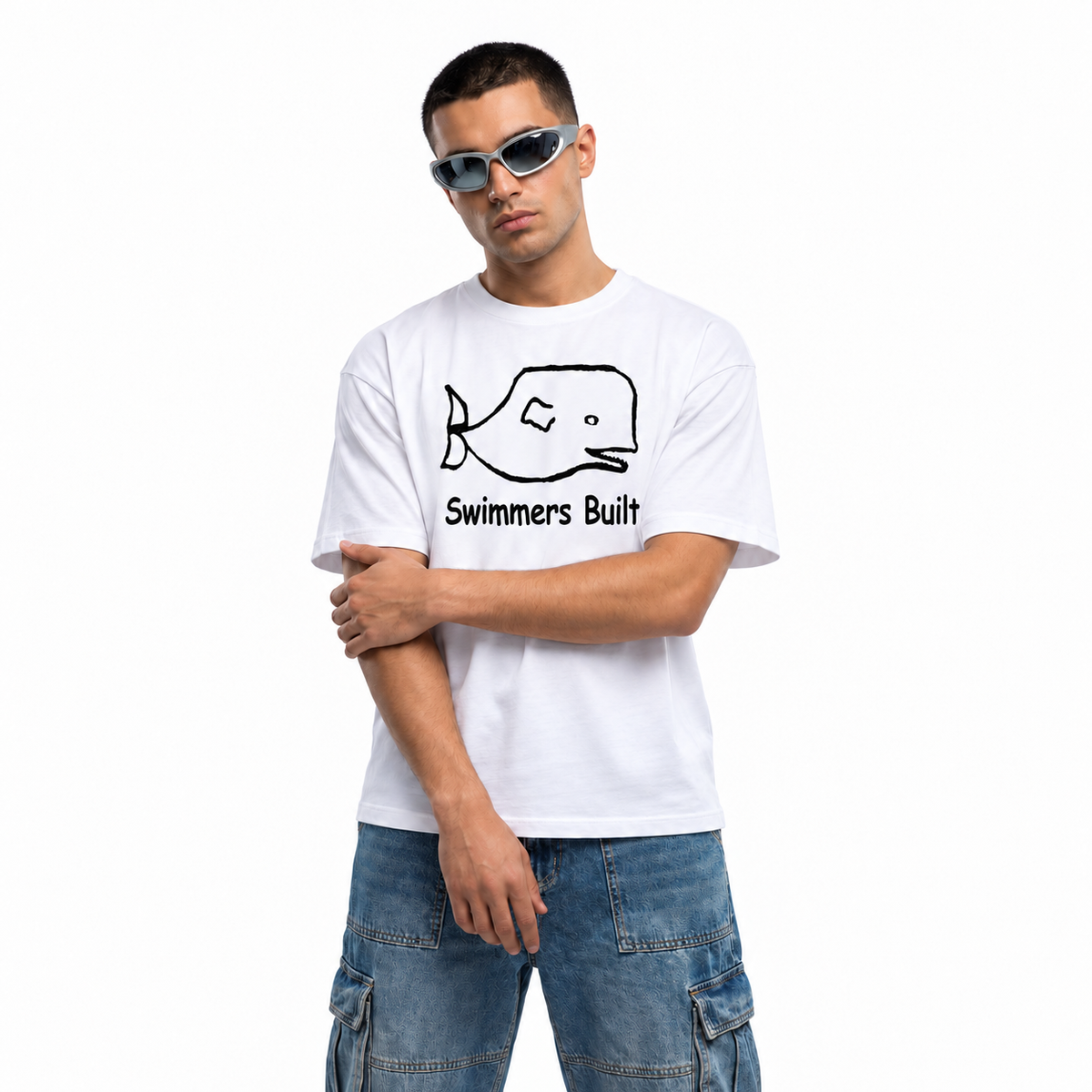 Swimmers-Built unisex graphic T-shirt — model