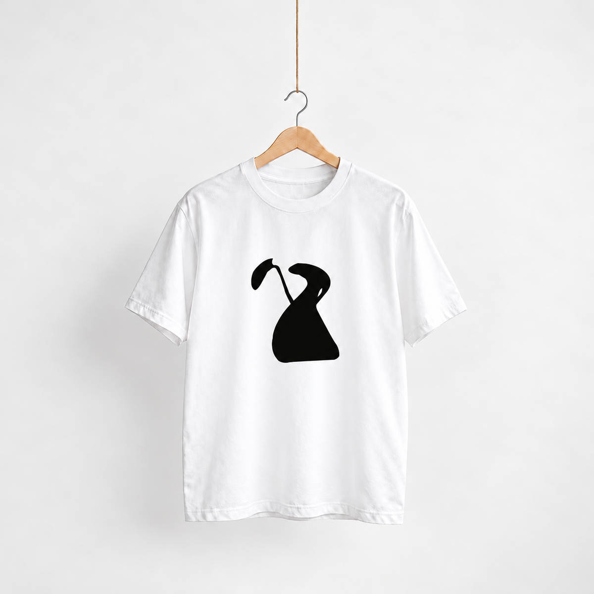 Death white unisex graphic T-shirt — front view on a hanger