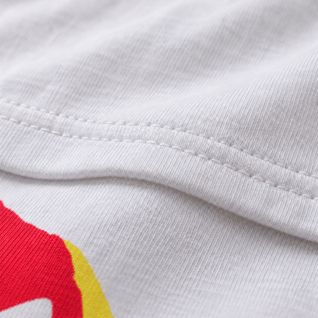 High Stakes white unisex graphic T-shirt — fabric and print close-up