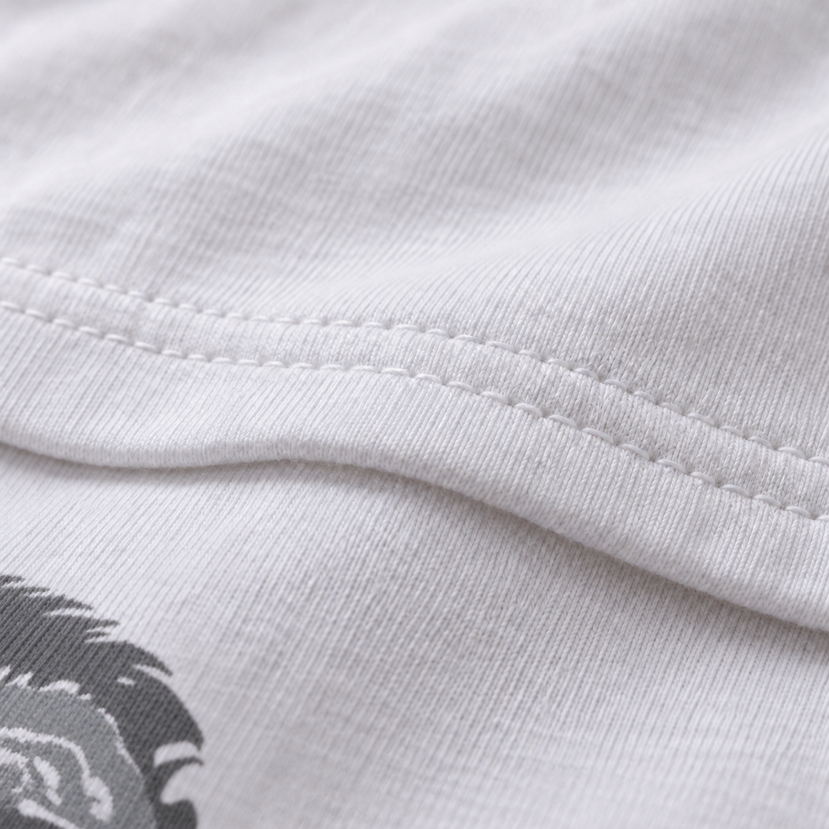 Little Pussy Big Cock white unisex graphic T-shirt — fabric and print close-up