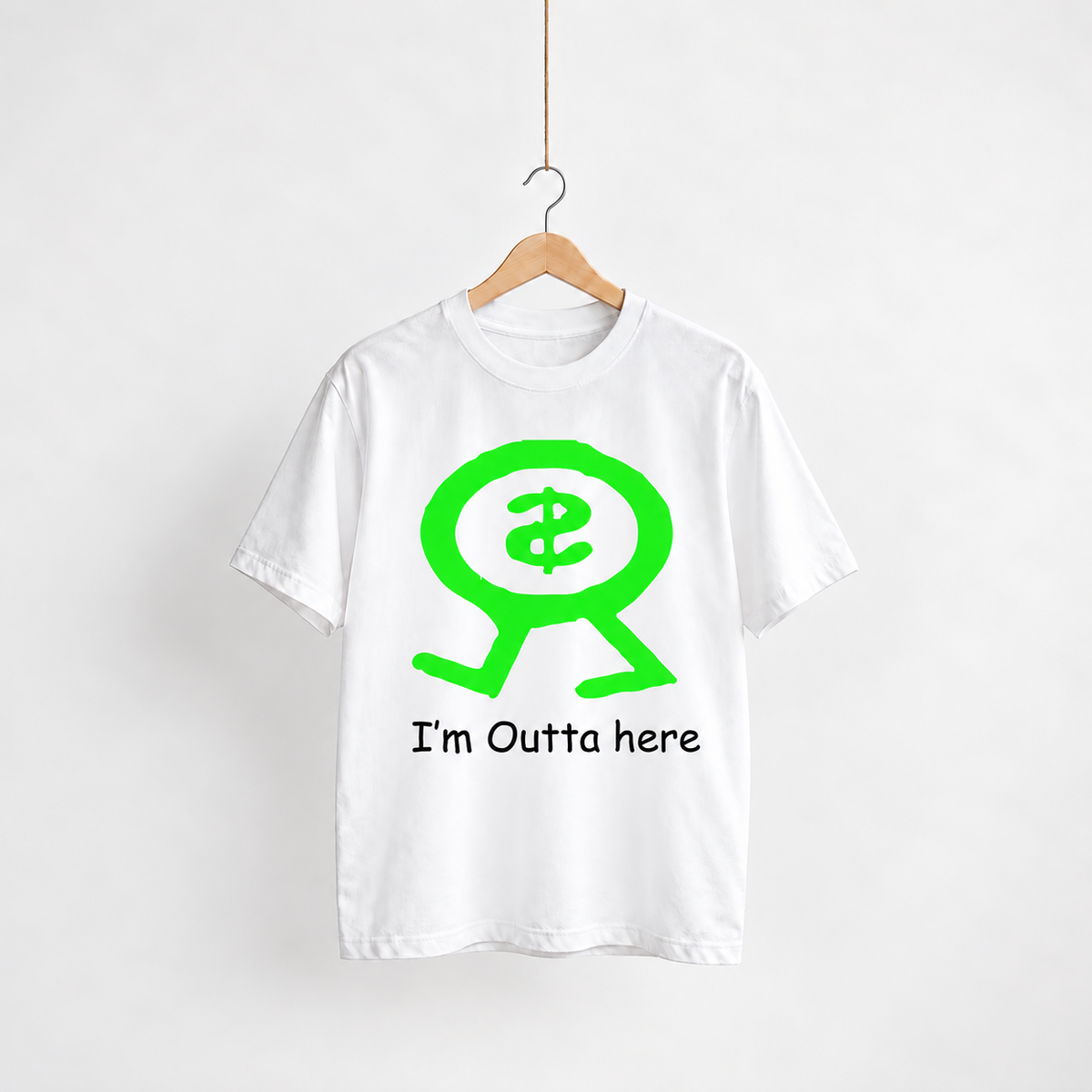 Money Talks white unisex graphic T-shirt — front view on a hanger