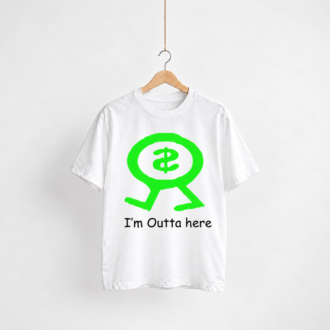 Money Talks white unisex graphic T-shirt — front view on a hanger